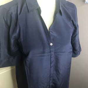 J. Crew Tops - NWT silk navy blue SS collared shirt J. Crew Tops - NWT silk navy blue SS collared shirt